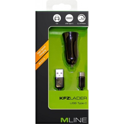 MLine Kfz-Lader mit USB-C-Kabel schwarz
