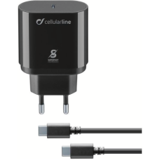 Reiselader-Set 25W USB Type-C inkl. Kabel für Samsung Type-C, Schwarz, Cellularline,